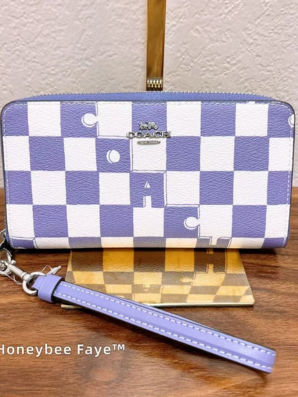 NWT Coach Long Zip Around Wallet With Checkerboard Print CR622
